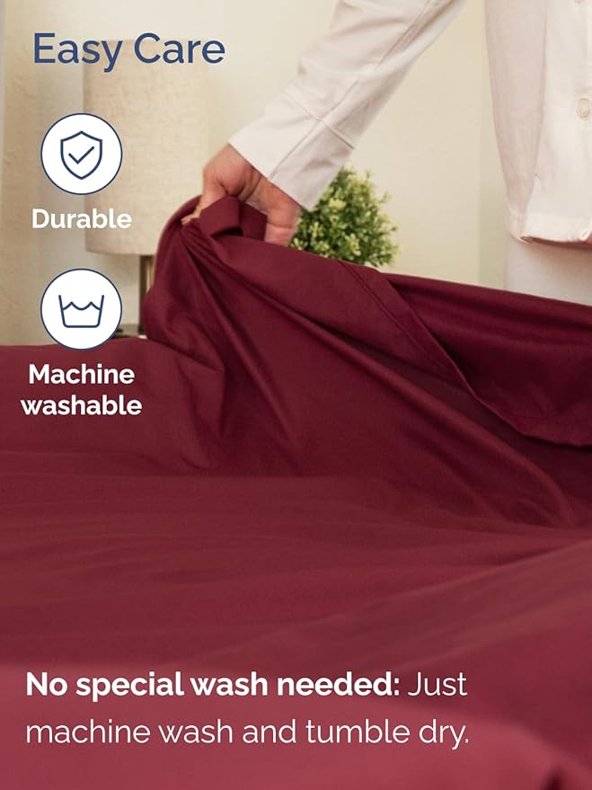 Extra Deep Pocket Cal King Sheets - 4 Piece Breathable & Cooling Bed Sheets - Hotel Luxury Bed Sheet Set - Soft, Wrinkle Free & Comfy - Easily Fits Extra Deep Mattresses - Deep Pocket Burgundy Sheets