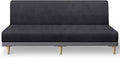 molasofa Leather Like Stretch Futon Slipcover Armless Futon Bed Sofa Cover Furniture Protector with Elastic Bottom, Soft and Washable Futon Cover for Sofa Bed Stay in Place（Larger，Dark Grey）