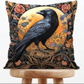 William Morris Abstract Vintage Floral Velvet Black Crow Design Throw Pillow Covers Home Decor, Retro Art Deco Pillowcase Cushion Cover for Bed Sofa Living Room, Square 18x18inch (Black-Crow)