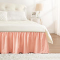 RIMELA Peachy Coral Bed Skirt Queen Size 15 Inch Drop, Elastic Bed Skirting for Bed Base and Frame, Bedding Dust Ruffle Easy to Install, Wrap Around Adjustable Bedskirt