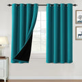 H.VERSAILTEX 100% Blackout Curtains for Bedroom Thermal Insulated Blackout Curtains 54 inch Length Full Light Blocking Curtains for Living Room with Black Liner 2 Panels Set, Turquoise Blue