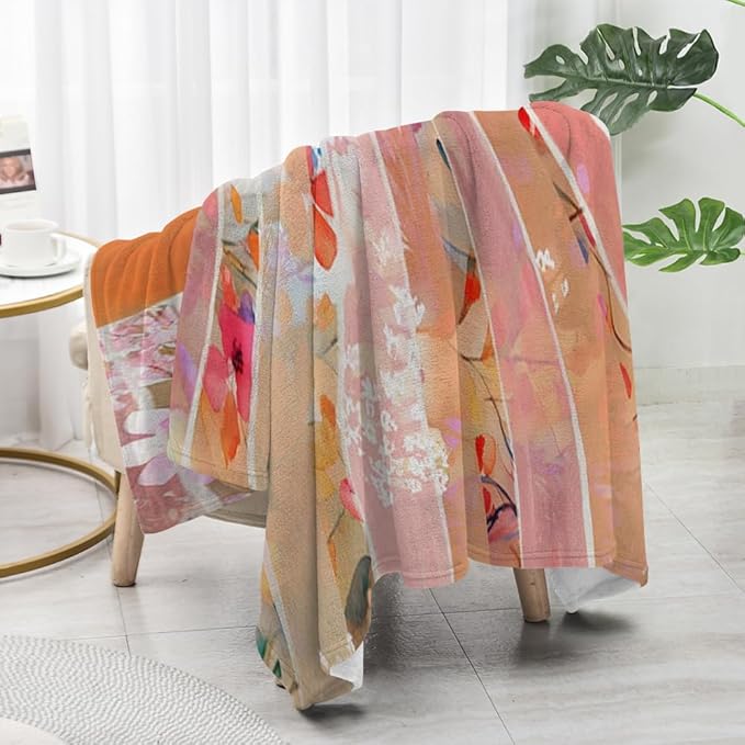 Orange Boho Sun Throw Blanket 60Wx80H Inch Bohemian Minimalist Art Boys Girls Abstract Colorful Flower Aesthetic Blankets Warm Fuzzy Throw Blanket for Sofa Bed Throws Birthday Presents