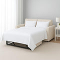 Luxury Queen Sleeper Sofa Bed Sheet Set,100% Egyptian Cotton, 338 Thread Count, Queen Size (60 x74 +6 Inch Deep Pocket) Soft and Light Weight 4pcs Sofa Set (White Solid)
