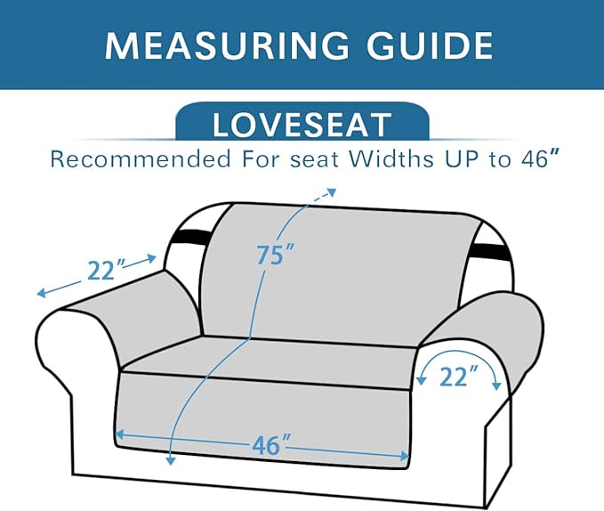 H.VERSAILTEX Reversible Loveseat Cover Furniture Protector Anti-Slip Water Resistant 2 Inch Wide Elastic Straps Couch Covers Pets Kids Fit Sitting Width Up to 46"(Love Seat: 75" x 90", Gray/Beige)