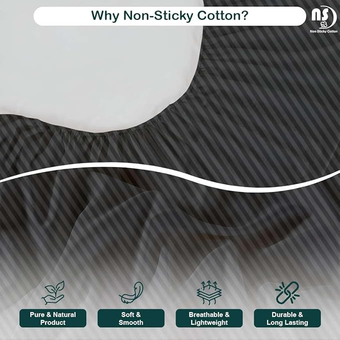 NON Sticky cotton Twin Size Sleeper Sofa Sheets, 4 Piece Egyptian Cotton Bed Sheet Set for Sofa Bed, 8" Deep Pocket for Pull Out Couch Mattress, 39" x 75", Dark Grey Stripe, Soft & Breathable