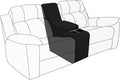 Easy-Going 2-Piece Recliner Console Cover for Reclining Loveseat Covers Stretch Jacquard Middle Console Cover for Recliner Couch and Sofa Black