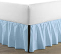SKY BEDDINGS - Twin Size Ruffled Bed Skirt with Split Corners - 21 Inch Drop Dust Ruffle Bed Skirt with Platform Three Sided Coverage - 100% Microfiber, Light Blue