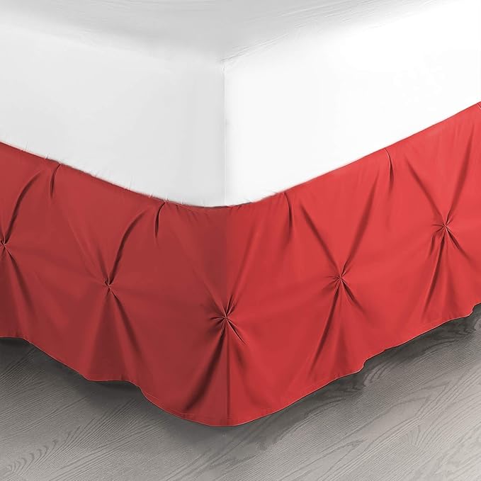 Nestl Red Bed Skirt - Cal King Size, Pinch Pleat, 14" Drop, Hotel Quality, Microfiber