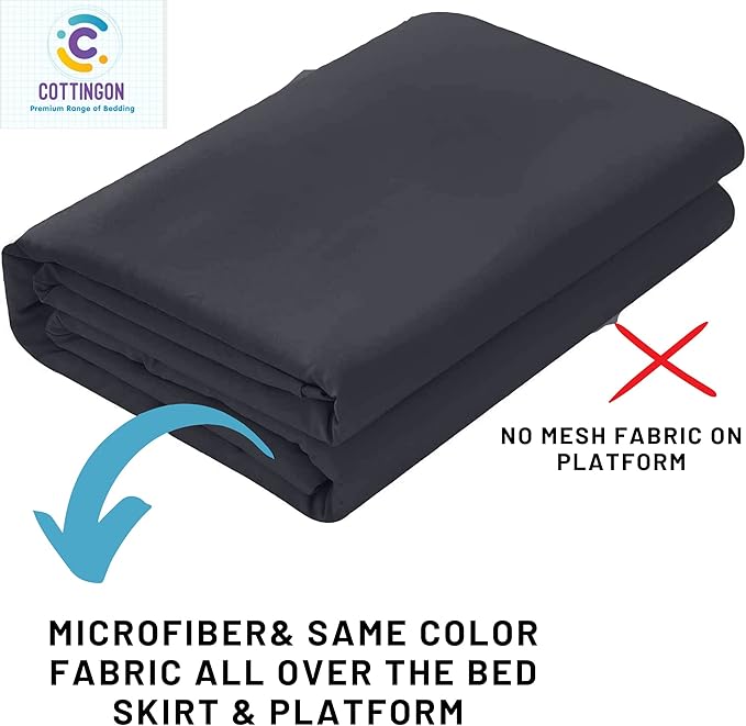 Ruffled Bed Skirt with Split Corners-Dust Ruffle - 18" Drop 100% Microfiber Soft,Sheen & Luxurious Look - Bed Skirts (Dark Grey -King)