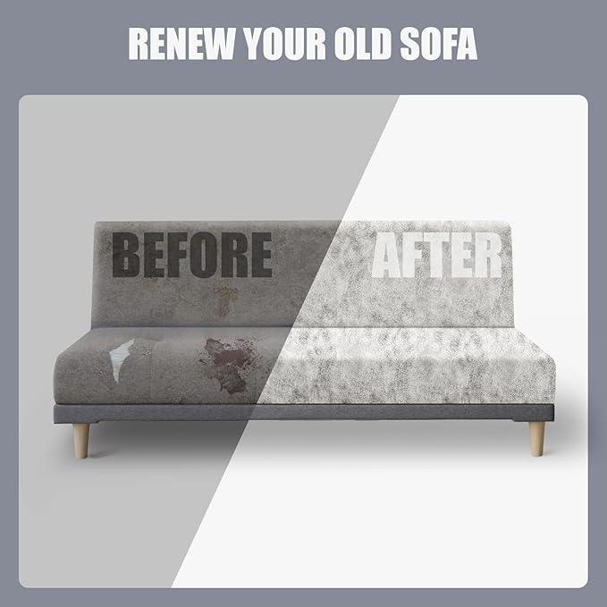 molasofa Leather Like Stretch Futon Slipcover Armless Futon Bed Sofa Cover Furniture Protector with Elastic Bottom, Soft and Washable Futon Cover for Sofa Bed Stay in Place（Medium，Beige）