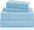 Silky Soft Queen Sheet Set - Luxury 4 Piece Breathable Cooling Sheets for Queen Size Bed, 16" Deep Pocket Easy Care Wrinkle Free Bedding Sheet and Pillowcase Set, Sky Blue