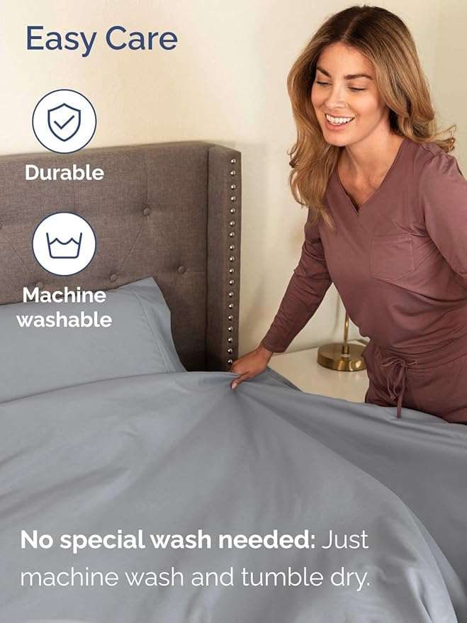Extra Deep Pocket Twin XL Sheets - 3 Piece Breathable & Cooling Bed Sheets - Hotel Luxury Bed Sheet Set - Soft, Wrinkle Free & Comfy - Easily Fits Extra Deep Mattresses - Deep Pocket Steel Blue Sheets