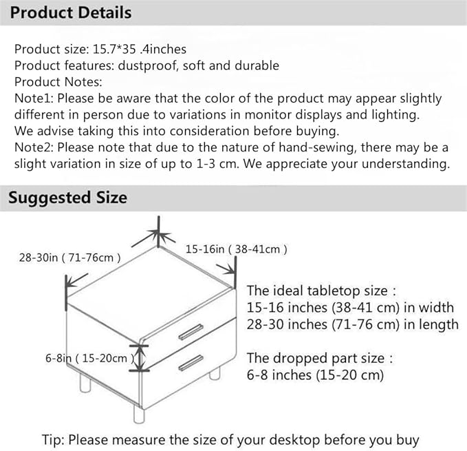 Simple Bedside Table Tassel Cover Cloth, Tablecloth Cover Towel, Suitable for Bedside Table TV Microwave Washing Machine Refrigerator Dust Cover (Light Blue, 15.7 * 35.4 inches)
