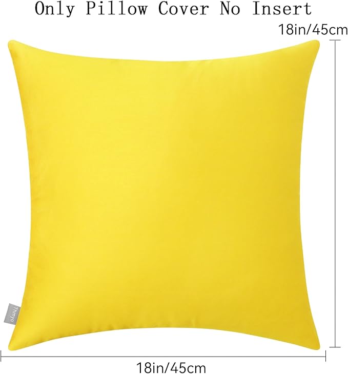 4-Pack 100% Cotton Comfortable Solid Decorative Throw Pillow Case,Thmyo Square Cushion Cover Pillowcase Sublimation Blank Pillow Covers DIY Throw Pillowcase for Sofa(18x18 inch/ 45x45cm,Lemon Yellow)