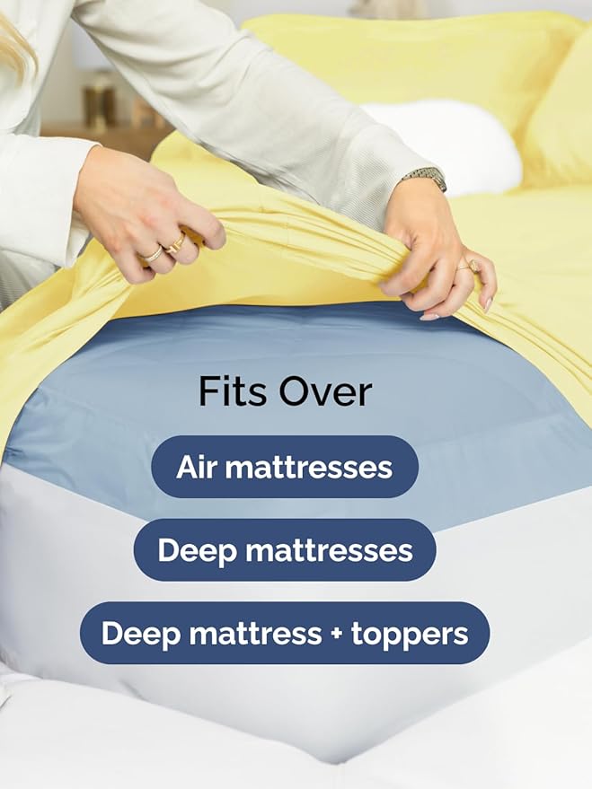 Extra Deep Twin XL Fitted Sheet - Hotel Luxury Single Fitted Sheet Only - Easily Fits 18 inch to 24 inch Mattress - Ultra Soft, Wrinkle & Fade Free w/Extra Deep Pockets - Breathable & Comfy - Yellow