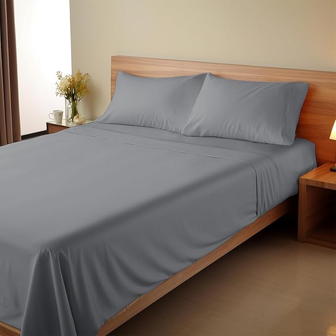 SPRINGSPIRIT Twin Sheets Set, 4 Piece Bed Sheets Set, Deep Pockets, Super Soft, Breathable, Grey