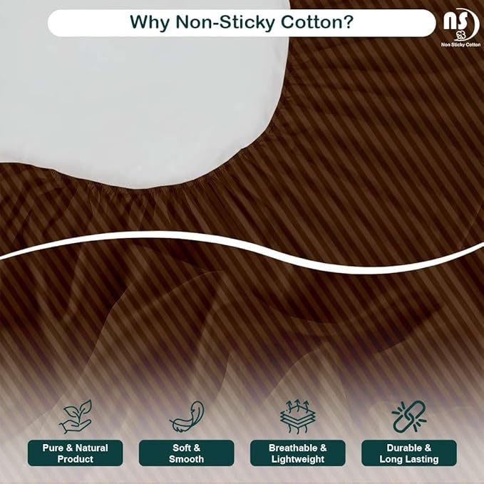 NON Sticky cotton Twin Size Sleeper Sofa Sheets, 4 Piece Egyptian Cotton Bed Sheet Set for Sofa Bed, 10" Deep Pocket for Pull Out Couch Mattress, 39" x 75", Chocolate Stripe, Soft & Breathable