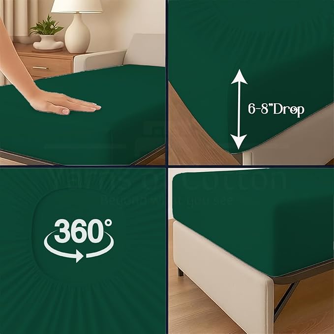 Sleeper Sofa 4 Piece Bed Sheet Set Premium Quality 100% Cotton 500 Thread Count, Smooth & Super Soft Sateen Weave, Extra Soft Bed Sheets, Wrinkle Free, 8 Inch Deep Pocket (Full, Olive)