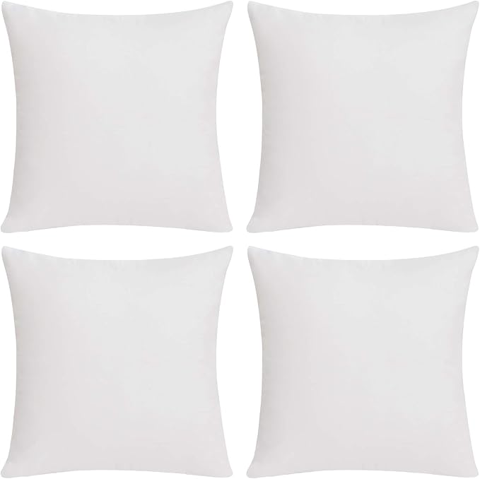Deconovo Decorative Throw Pillow Covers（Covers ONLY, No Inserts）- Set of 4 Soft Linen Cushion Covers, 18x18 Inch, Green & Machine Washable Pillowcases for Sofa, Bedroom, Living Room Décor, White