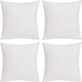 Deconovo Decorative Throw Pillow Covers（Covers ONLY, No Inserts）- Set of 4 Soft Linen Cushion Covers, 18x18 Inch, Green & Machine Washable Pillowcases for Sofa, Bedroom, Living Room Décor, White