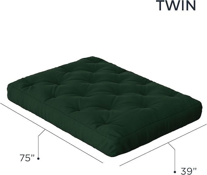 Royal Sleep Products by The Futon Factory 6 inch Foam Futon Mattress - Solid Hunter Green Cover - Twin Size - CertiPUR Certified Foams - Made in USA - Replacement Mattress - (Frame not Included)