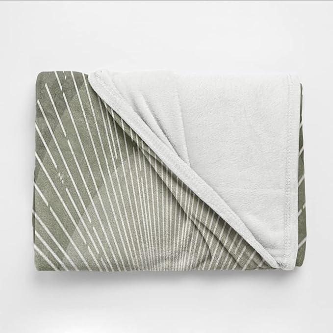 Boho Moss Green Sunrise Mid Century Throws Blankets Modern Abstract Decorative Blankets Boho Minimalist Geometric Aesthetic Soft Warm Bed Bedding Blankets for Couch Bedroom Office 60"x80"