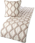 The HomeCentric Ivory Bed Runner Without Pillow Cover, Queen Size 74"x18" Decorative Bed Runner, Ivory & Taupe Linen Bed Scarf in Quilted Pattern & Linen Embroidery - Pattern Flatter