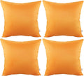 Thmyo 4-Pack 100% Cotton Comfortable Solid Decorative Throw Pillow Cases Square Cushion Cover Pillowcases Thanksgiving DIY Fall Pumpkin Orange Pillow Covers(18x18 inch/45x45cm)