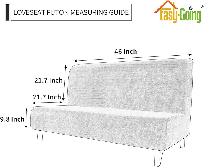 Easy-Going Stretch Futon Slipcover Armless Futon Bed Cover Furniture Protector Without Armrests with Elastic Bottom for Kids, Soft Jacquard Fabric Small Checks (Medium, ASH Rose)