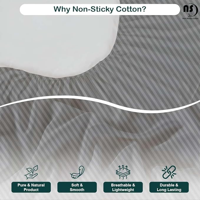 NON Sticky cotton Twin Size Sleeper Sofa Sheets, 4 Piece Egyptian Cotton Bed Sheet Set for Sofa Bed, 10" Deep Pocket for Pull Out Couch Mattress, 39" x 75", Light Grey Stripe, Soft & Breathable