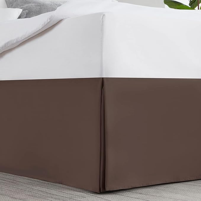 Nestl Dark Brown Twin Bed Skirt - Twin Size Bed Skirt 14 Inch Drop - Brushed Microfiber Bed Skirts - Hotel Quality Pleated Bed Skirt - Shrinkage & Fade Resistant