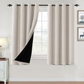 H.VERSAILTEX 100% Blackout Curtains for Bedroom Thermal Insulated Blackout Curtains 54 inch Length Heat and Full Light Blocking Curtains for Living Room with Black Liner 2 Panels Set, Fog