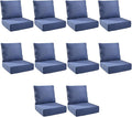 Outdoor Cushion Set for Furniture Patio Furniture, UV Resistant, Water Resistant - 6 Inch Thick Foam Garden Cushions – 22x24 Inch Patio Seat Covers for Chair/Sofa/Couch | Blue | 10-Pack |