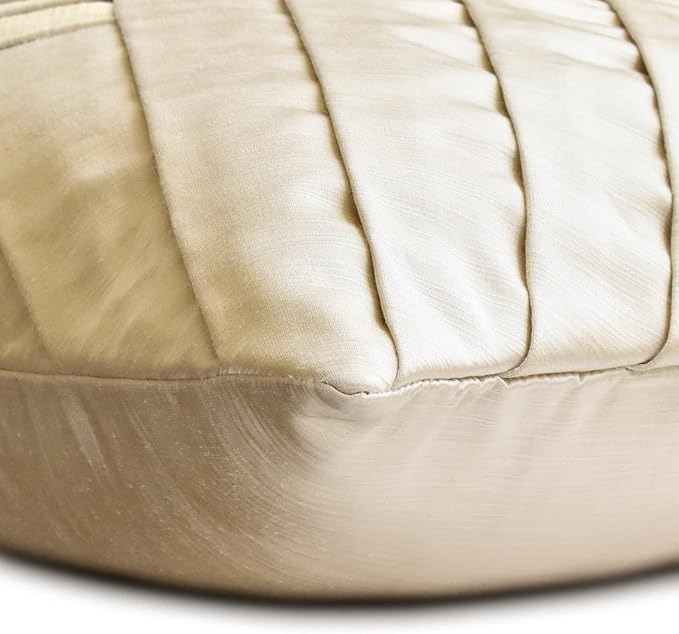 The HomeCentric King/Queen/Twin Ivory Designer Full 68"x18" Bed Runner with Pillow Cover, Pintucks, Textured & Satin Bed Scarf on Satin Fabric - Glazed Satin