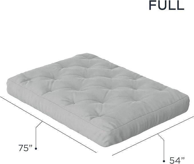 Royal Sleep Products by The Futon Factory 6 inch Foam Futon Mattress - Solid Grey Cover - Full Size - CertiPUR Certified Foams - Made in USA - Replacement Mattress - (Frame not Included)