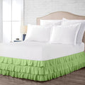 Multi-Ruffle Bed Skirt, Soft Multi Elastic Dust Ruffles with Wrap Around Bed Skirt Easy Fit with 18 Inch Drop 100% Cotton 800 Thread Count (Queen XL, Sage)