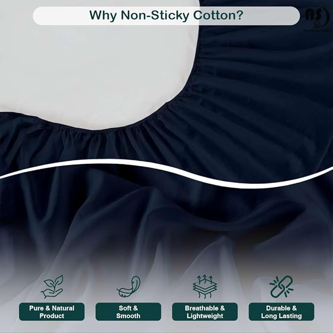 NON Sticky cotton Queen Size Sleeper Sofa Sheets, 4 Piece Egyptian Cotton Bed Sheet Set for Sofa Bed, 10" Deep Pocket for Pull Out Couch Mattress, 60" x 75", Navy Blue Solid, Soft & Breathable