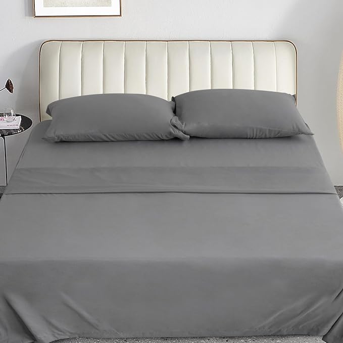 Magik & Kover Twin Sheets Set for Kids Air Mattress - 4 Piece Deep Pocket Sheet Sets Up to 24 Inches - Soft & Breathable Twin Air Mattress Sheets with Extra Deep Pocket - Grey