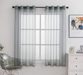PI Light Grey Sheer Curtains with Ring Top,Hazy Window Sheer Draperies for Living Room/Bedroom 2 Panels (W52 X L72, Blue Grey)