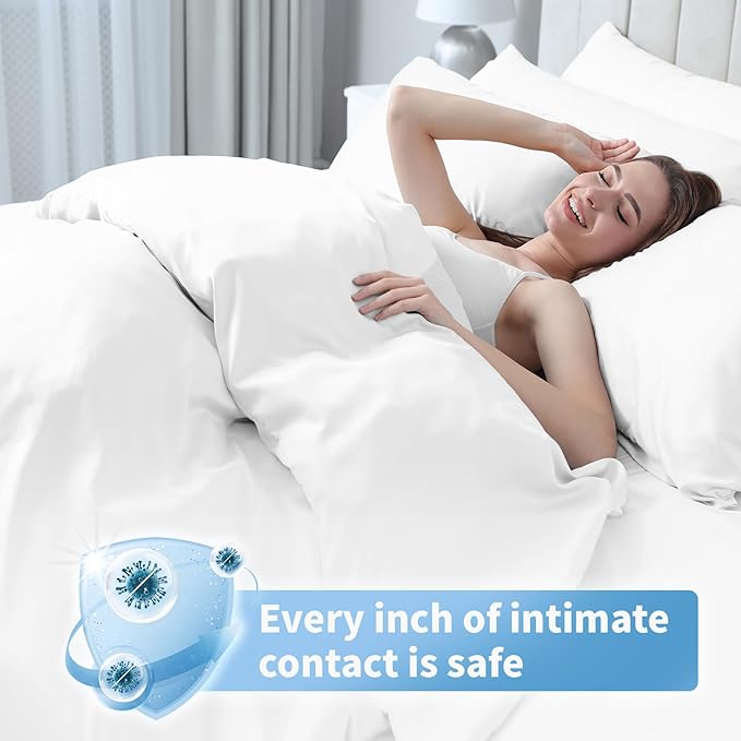 KIIS Travel-Safe Disposable Cover Sheets for Travel, Disposable Bed Sheet, Disposable Duvet/Comforter Cover, Disposable Pillowcases, Perfect for Hotels & Trips (Queen Size)