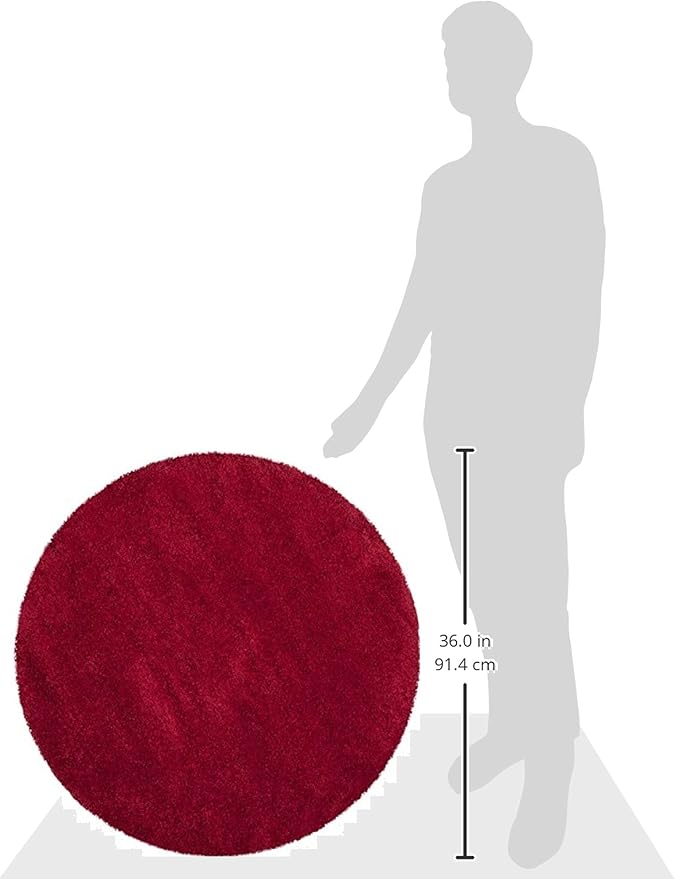 SAFAVIEH Milan Shag Collection 3' Round Red SG180 Solid Non-Shedding Living Room Bedroom Dining Room Entryway Plush 2-inch Thick Area Rug