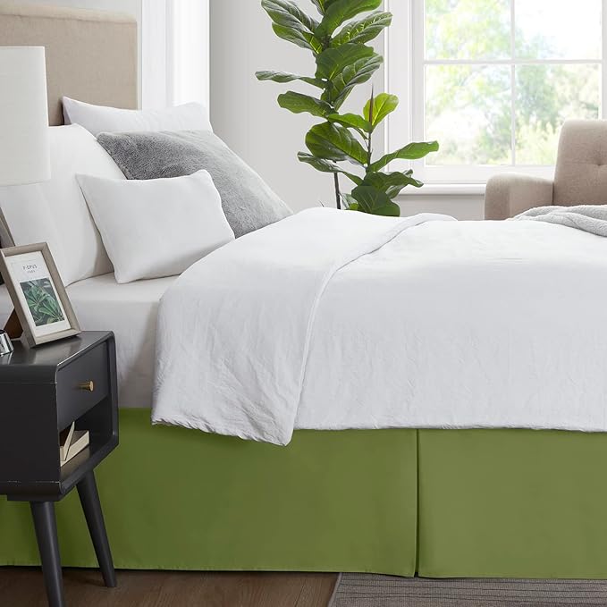 Nestl Calla Green Bed Skirt King Size - King Bed Skirt 14 Inch Drop - Brushed Microfiber Bed Skirts - Hotel Quality Pleated Bed Skirt - Shrinkage & Fade Resistant