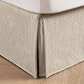 MIYE Pleated Waffle Weave Bed Skirt, Tailored Dust Ruffle 12 Inch Drop Easy Fit, Machine Washable,No Split Corners (Beige, King - 12" Drop)