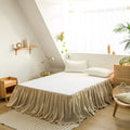 BISELINA French Linen Bed Skirt with Pleated Frills 18-Inch Tailored Drop Natural Flax Cotton Blend Dust Ruffle Soft Cozy Farmhouse Bedding (18" King, Ruffle Linen)