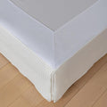 Queen Bed Skirt, Wrap Around Bed Skirt with Pleated Corner, 16 Inch Drop Pleated Waffle Weave Bedskirts, Anti-Slip, Microfiber, Ivory, 16'' Queen