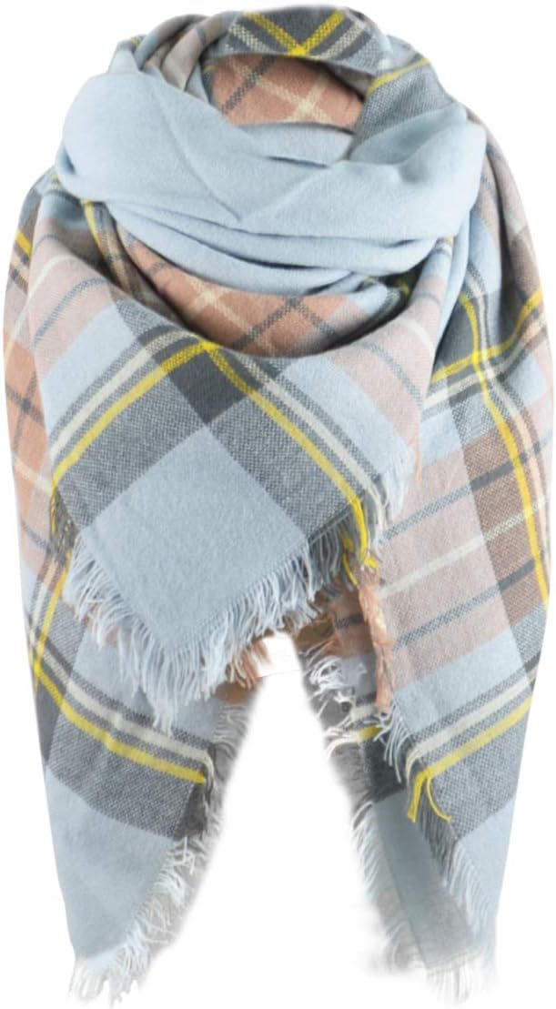 American Trends Women's Cozy Warm Winter Fall Blanket Scarf Stylish Soft Chunky Checked Giant Scarves Shawls