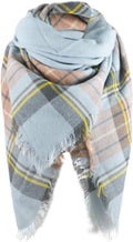 American Trends Women's Cozy Warm Winter Fall Blanket Scarf Stylish Soft Chunky Checked Giant Scarves Shawls