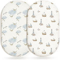 Bassinet Sheets for Baby Girls Boys 2 Pack, Fitted Baby Mattress Sheet for Rectangle, Oval, Hourglass Bassinet Mattress, Breathable Cozy & Universal Fit (Sailing Waves)
