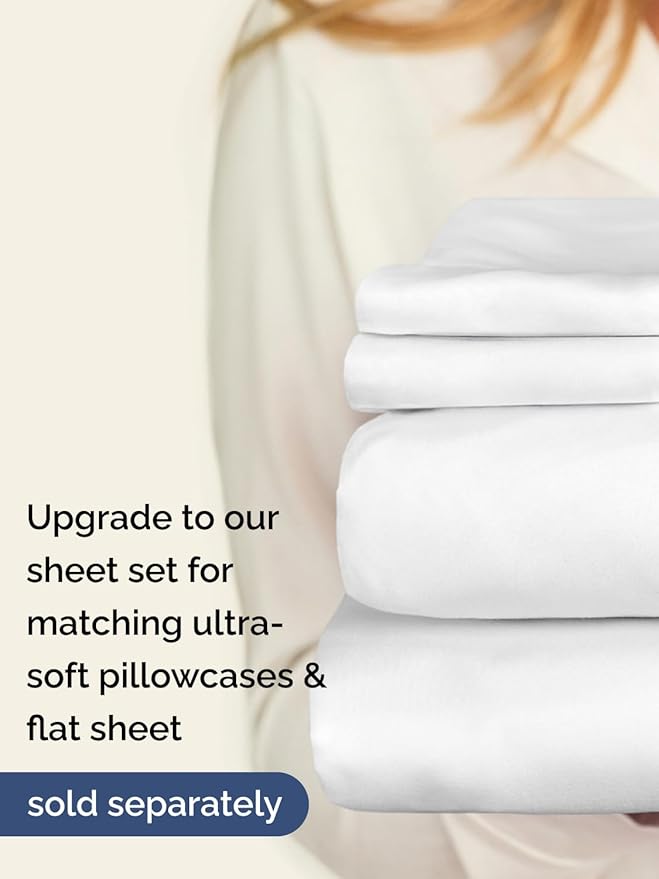 Extra Deep Queen Fitted Sheet - Hotel Luxury Single Fitted Sheet Only - Easily Fits 18 inch to 24 inch Mattress - Ultra Soft, Wrinkle Free w/Extra Deep Pockets - Easy-Care, Breathable & Comfy - White