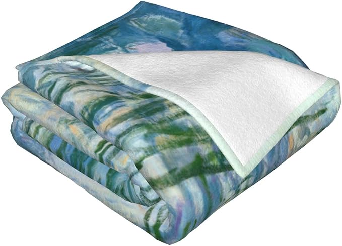 Monet Water Lilies Soft Blanket All Season Fuzzy Throw Warm Lightweight Blanket Flannel Blankets Fleece Throws for Bed Sofa Couch Travel Home Living Room Decor 60"x50"